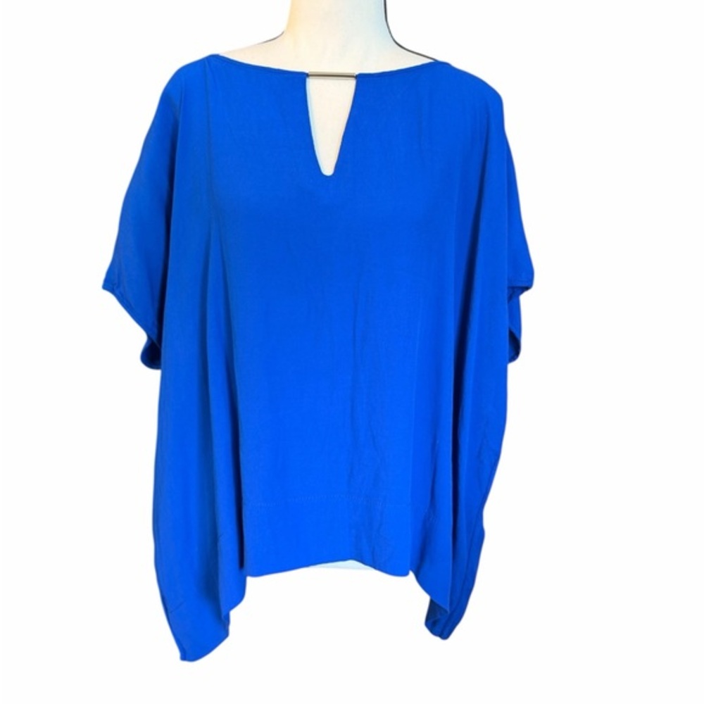 Diane Von Furstenberg Cobalt Blue Keyhole Blouse